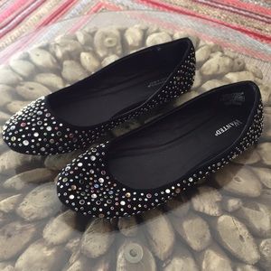 Black jeweled flats